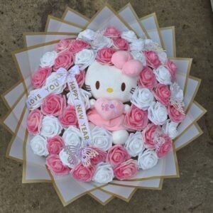 Ramo Hello Kitty con Rosas Rosa y Blancas