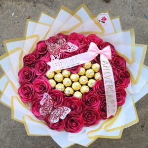 Ramo de Rosas Fucsia con Chocolates Ferrero