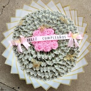Ramo de Billetes y Rosas Rosas Feliz Cumpleaños