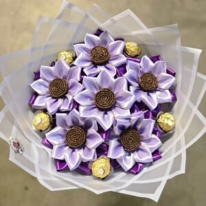 Ramo de Girasoles Moradas con Ferrero